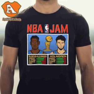 Chet Holmgren And Shai Gilgeous-Alexander Oklahoma City Thunder 2025 NBA Finals Champions NBA Jam Classic T-Shirt