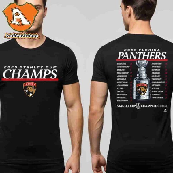 Florida Panthers 2025 Stanley Cup Champions Give and Go Roster Two Sided Classic T-Shirt
