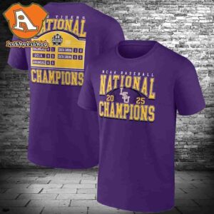 LSU Tigers 2025 NCAA Baseball Men’s College World Series Champions Schedule Two Sided Classic T-Shirt