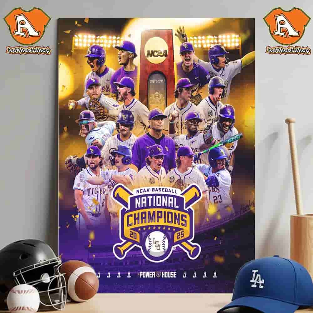LSU Tigers Are 2025 NCAA Division I National Champions Men's College World Baseball Champions Wall Decor Poster Canvas LSU Tigers Are 2025 NCAA Division I National Champions Men's College World Baseball Champions Wall Decor Poster Canvas