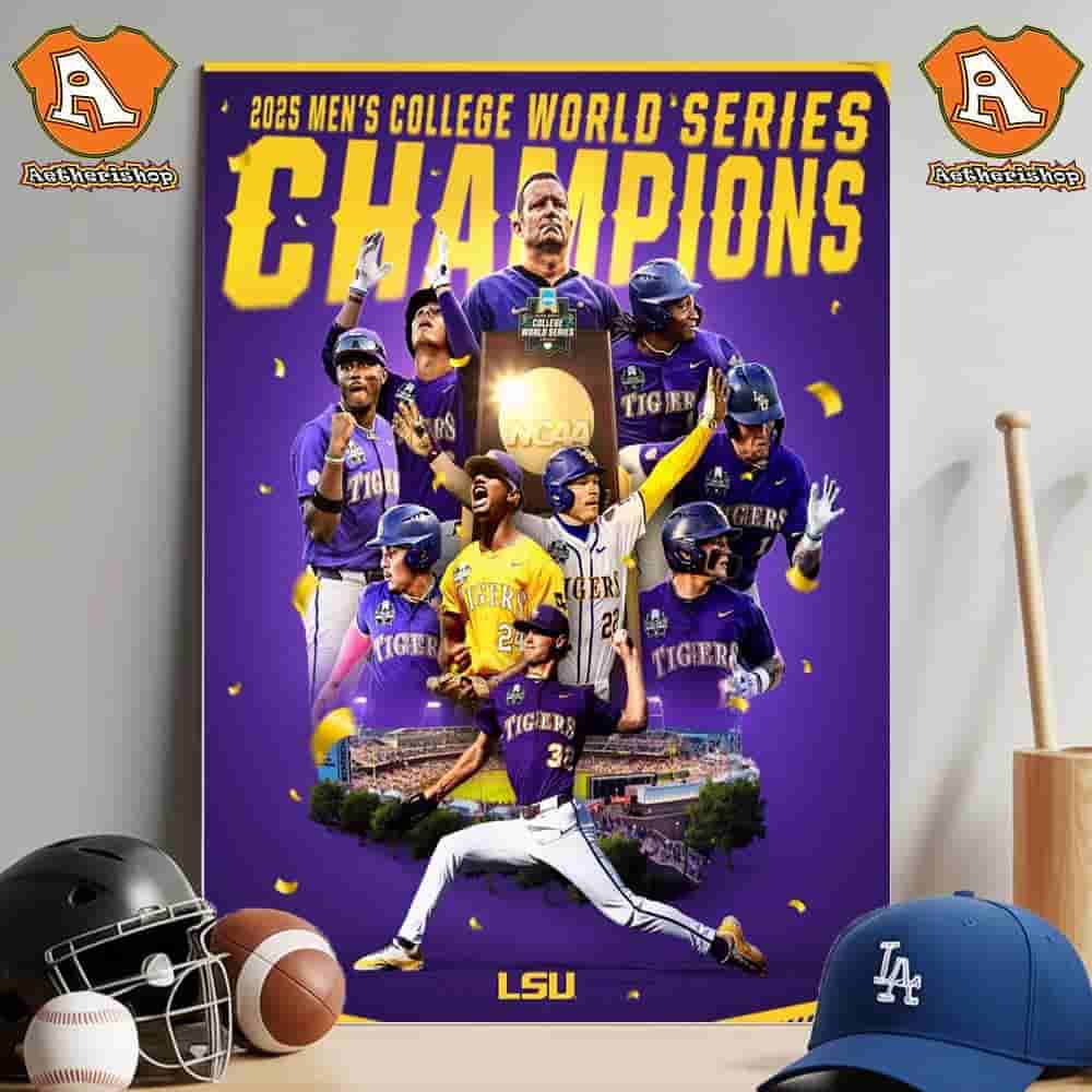LSU Tigers Deafeats Coastal Carolina To Win Men's College Worlds Series Champions 2025 DI Baseball National Champion Wall Decor Poster Canvas LSU Tigers Deafeats Coastal Carolina To Win Men's College Worlds Series Champions 2025 DI Baseball National Champion Wall Decor Poster Canvas