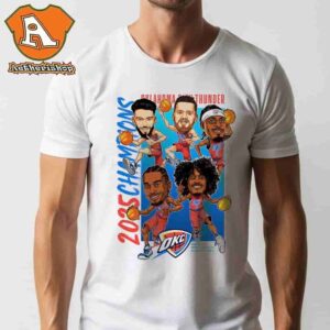 Oklahoma City Thunder 2025 NBA Finals Champions Caricature Roster Classic T-Shirt