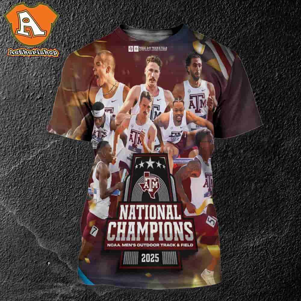 Texas A And M Aggies Are 2025 NCAA Men Outdoor Track And Field National Champions All Over Print Shirt Texas A And M Aggies Are 2025 NCAA Men Outdoor Track And Field National Champions All Over Print Shirt